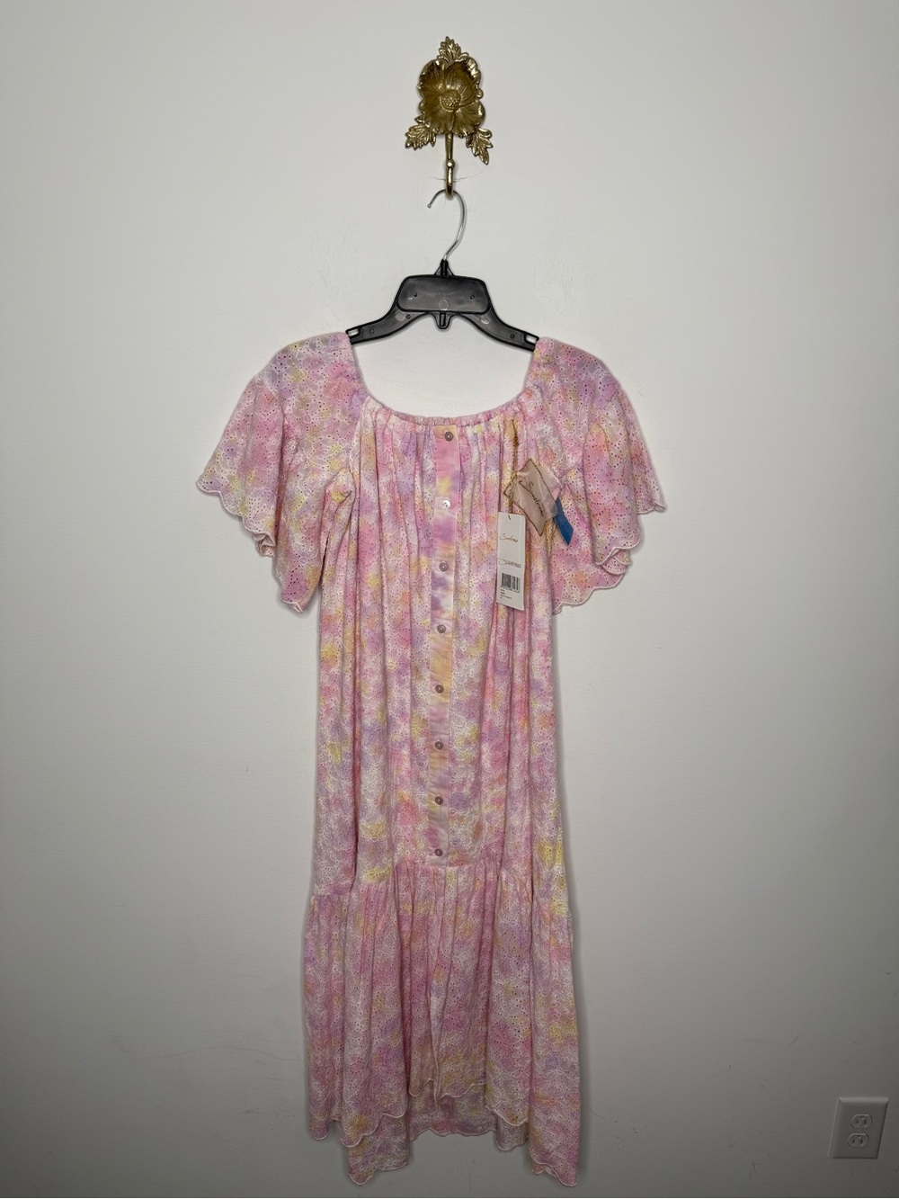 Sundress Off Shoulder Eyelet Dress OS
